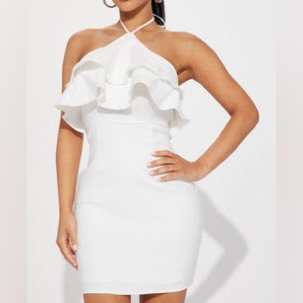NWT fashion nova date nights mini dress white